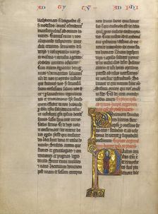 Initial P: Saint Paul with a Book; Concluding Volume of a Bible, about 1260-1270. Creator: Unknown