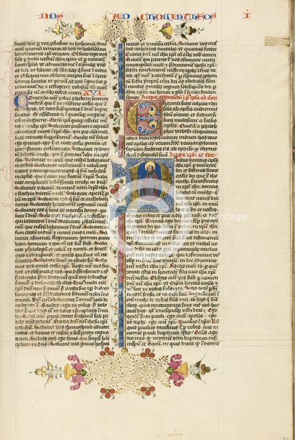 Initial P: Saint Paul with a Sword; Bible, about 1450. Creator: Circle of Stefan Lochner.
