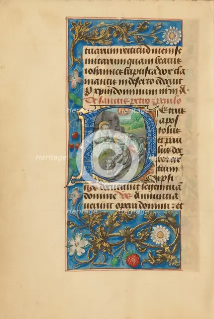 Initial P: Saint Peter and the Conversion of Saint Paul; Crohin-La Fontaine Hours, (about 1480-85?). Creators: Master of the Dresden Prayer Book, Workshop of the Master of the Dresden Prayer Book.