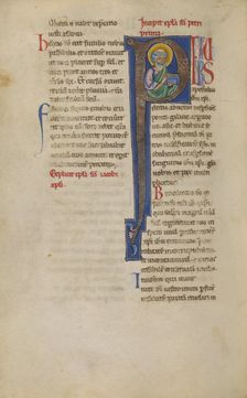 Initial P: Saint Peter with a Book; New Testament, late 12th century. Creator: Unknown