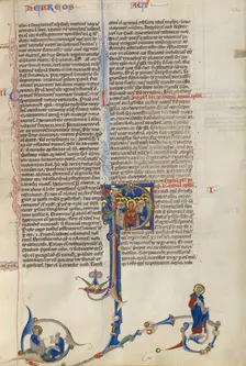 Initial P: The Ascension; Abbey Bible, about 1250-1262. Creator: Unknown