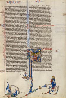 Initial P: The Ascension; Abbey Bible, about 1250-1262. Creator: Unknown