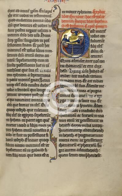 Initial P: The Death of Joshua and the Calling of the Tribe of Judah; Marquette Bible, about 1270. Creator: Unknown.