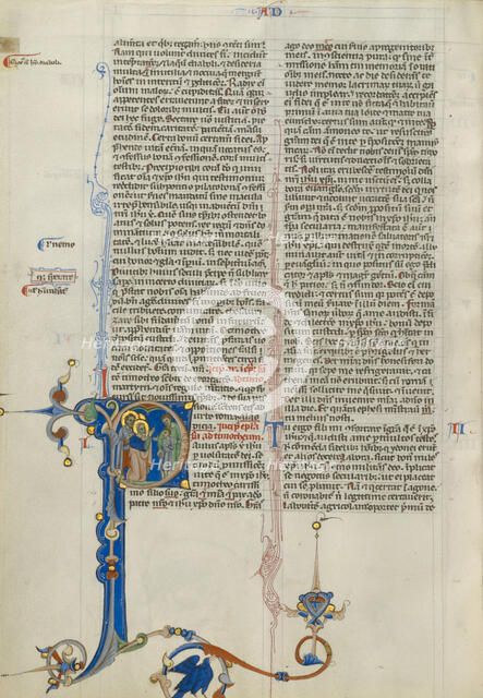 Initial P: Timothy Presented to Saint Paul; Abbey Bible, about 1250-1262. Creator: Unknown.