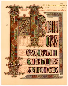 Initial page from the Lindisfarne Gospels, late 7th or early 8th century