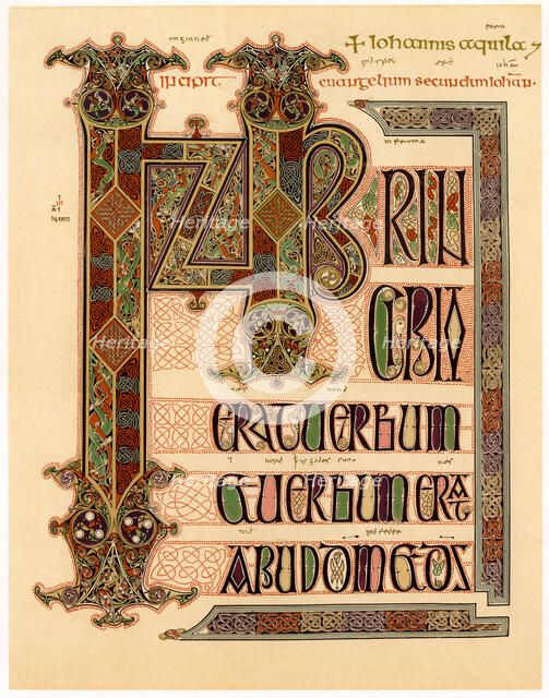 Initial page from the Lindisfarne Gospels, late 7th or early 8th century. Artist: Unknown