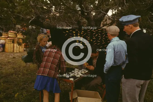 Initial pin souvenirs at the Pie Town, New Mexico Fair, 1940. Creator: Russell Lee.