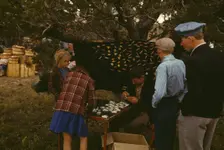 Initial pin souvenirs at the Pie Town, New Mexico Fair, 1940. Creator: Russell Lee