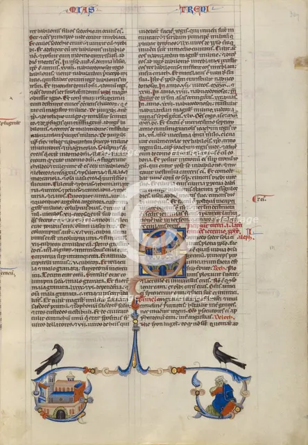 Initial Q: Medieval Town of Jerusalem; Abbey Bible, about 1250-1262. Creator: Unknown.