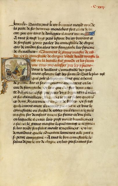 Initial Q: Military Aid Arriving in Cyprus; Roman de Gillion de Trazegnies, 1464. Creators: Lieven van Lathem, David Aubert.