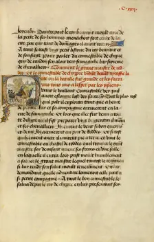 Initial Q: Military Aid Arriving in Cyprus; Roman de Gillion de Trazegnies, 1464. Creators: Lieven van Lathem, David Aubert