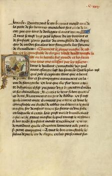 Initial Q: Military Aid Arriving in Cyprus; Roman de Gillion de Trazegnies, 1464. Creators: Lieven van Lathem, David Aubert