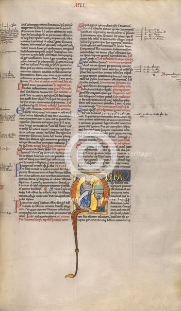 Initial Q: A Bishop Taking an Oath; Decretum, about 1170-1180. Creator: Unknown.