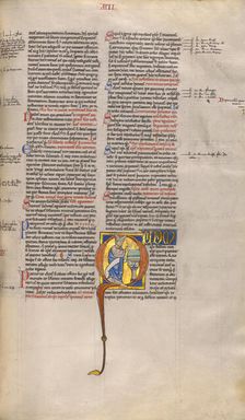 Initial Q: A Bishop Taking an Oath; Decretum, about 1170-1180. Creator: Unknown