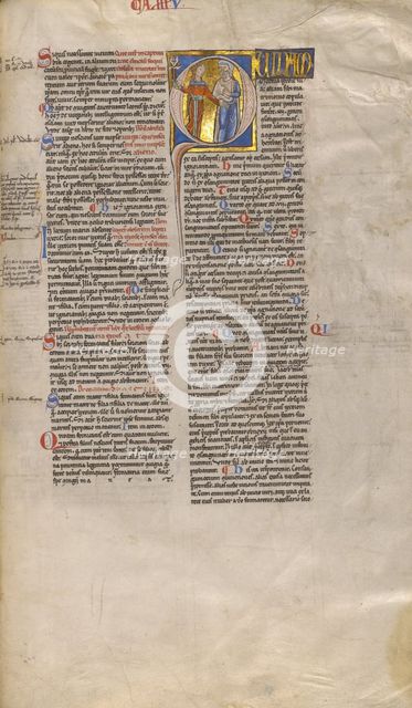 Initial Q: A Man and his Betrothed; Decretum, about 1170-1180. Creator: Unknown.