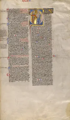 Initial Q: A Man and his Betrothed; Decretum, about 1170-1180. Creator: Unknown