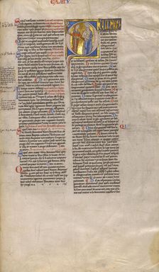 Initial Q: A Man and his Betrothed; Decretum, about 1170-1180. Creator: Unknown