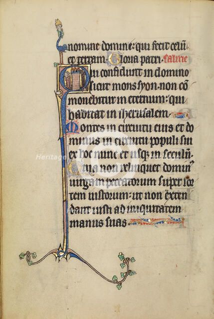 Initial Q: A Nimbed Woman and a Devil; Ruskin Hours, about 1300. Creator: Unknown.