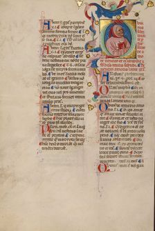 Initial Q: Bust Portrait of a Man; Compendium moralium notabilium, early 15th century. Creator: Cristoforo Cortese