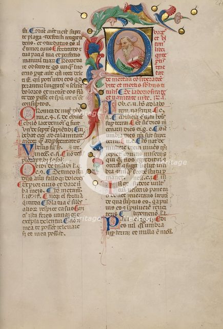 Initial Q: Bust Portrait of a Man; Compendium moralium notabilium, early 15th century. Creator: Cristoforo Cortese.
