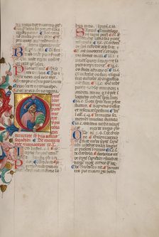 Initial Q: Bust Portrait of a Man Holding his Hand to his Cheek, early 15th century. Creator: Cristoforo Cortese