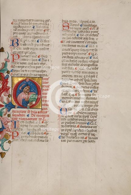 Initial Q: Bust Portrait of a Man Holding his Hand to his Cheek, early 15th century. Creator: Cristoforo Cortese.