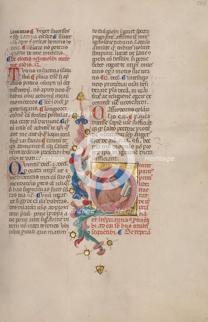 Initial Q: Bust Portrait of a Man with an Open Book, early 15th century. Creator: Cristoforo Cortese.