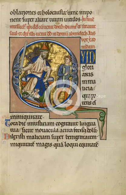 Initial Q: David Before Saul; Psalter, after 1205. Creator: Master of Ingeborg Psalter.