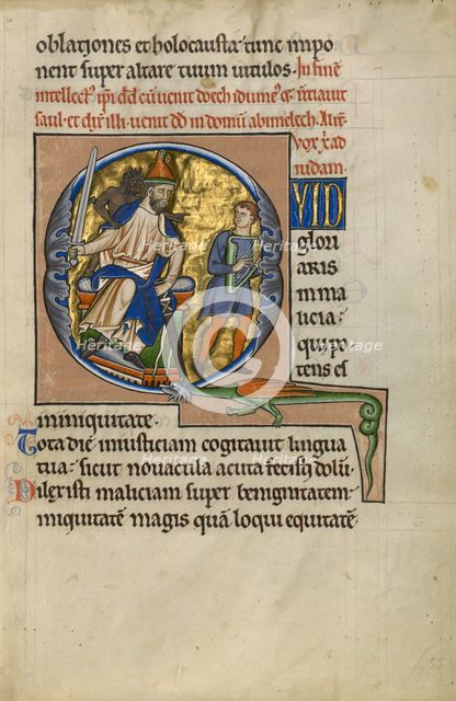 Initial Q: David Before Saul; Psalter, after 1205. Creator: Master of Ingeborg Psalter.