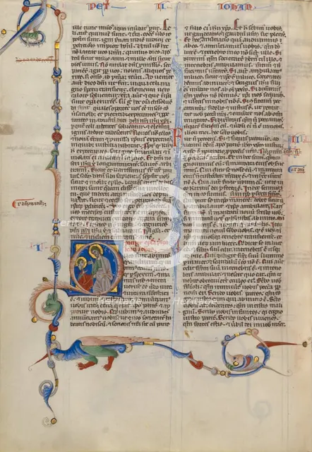 Initial Q: Doubting Thomas; Abbey Bible, about 1250-1262. Creator: Unknown.