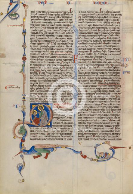 Initial Q: Doubting Thomas; Abbey Bible, about 1250-1262. Creator: Unknown.