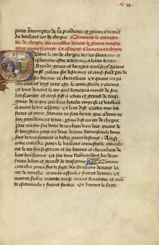 Initial Q: Gillion's Sons Attacking the Encampment of King Bruyant, 1464. Creators: Lieven van Lathem, David Aubert