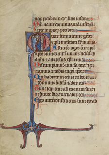 Initial Q: Herod Embracing Pilate; Bute Psalter, text and illumination about 1285. Creator: Bute Master