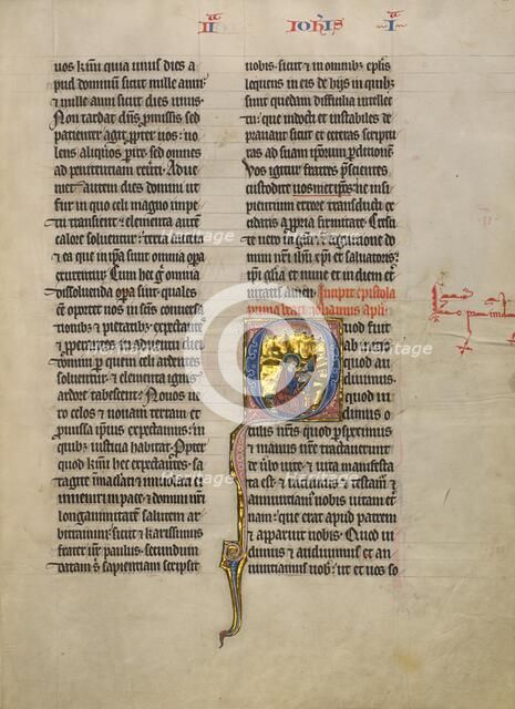 Initial Q: Saint John the Evangelist; Concluding Volume of a Bible, about 1260-1270. Creator: Unknown.