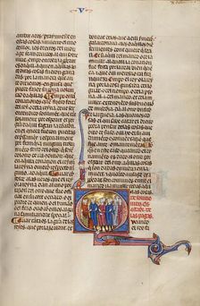 Initial Q: Six Men before a Judge; Vidal Mayor, about 1290-1310. Creator: Unknown