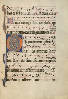 Initial Q: The Martyrdom of Saint Lawrence; Antiphonal, about 1260-1270. Creator: Unknown