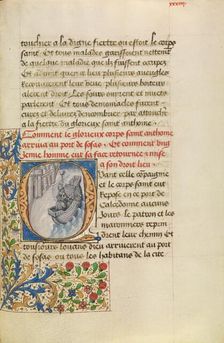Initial Q: The Ship of Bishop Theophilus with the Reliquary Shrine before the City..., about 1465-70 Creators: Master of the Brussels Romuléon, Workshop of the Master of the Brussels Romuléon