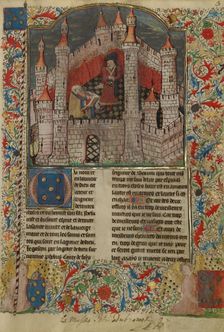 Initial R: A Saint Holding a Scroll; Bute Psalter, text and illumination about 1285. Creator: Bute Master