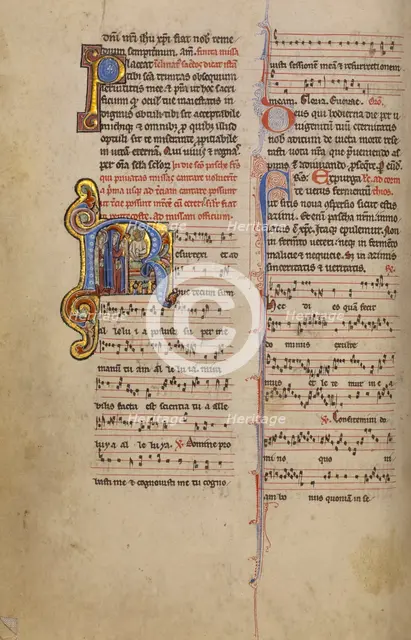 Initial R: The Women at the Tomb; Missal, begun after 1234-completed before 1262. Creator: Unknown.