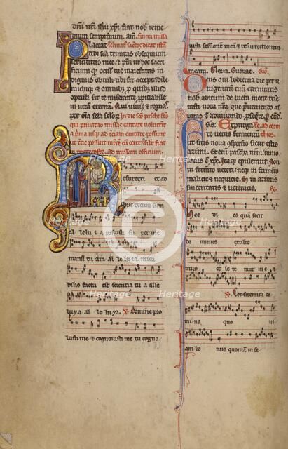 Initial R: The Women at the Tomb; Missal, begun after 1234-completed before 1262. Creator: Unknown.