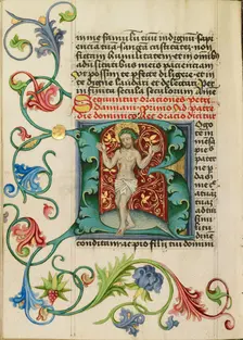 Initial R: The Man of Sorrows; Prayer Book, about 1470-1480. Creator: Workshop of Valentine Noh