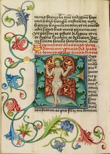 Initial R: The Man of Sorrows; Prayer Book, about 1470-1480. Creator: Workshop of Valentine Noh