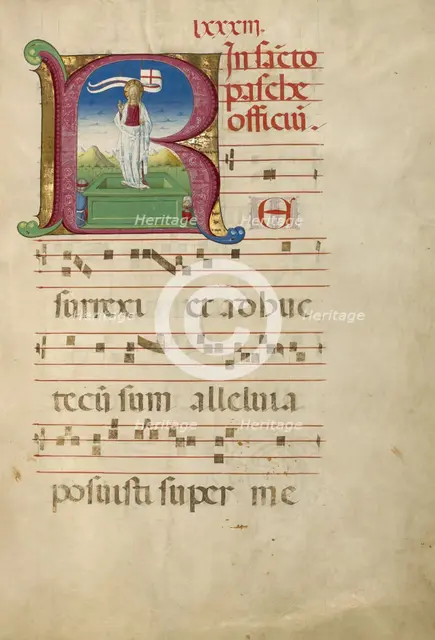 Initial R: The Resurrection; Gradual, about 1460-1480. Creator: Unknown.