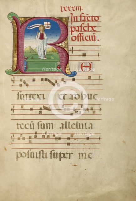 Initial R: The Resurrection; Gradual, about 1460-1480. Creator: Unknown.