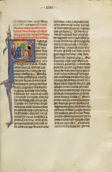 Initial S: A King Pointing to a Man Slaughtering a Ram; Vidal Mayor, about 1290-1310. Creator: Unknown