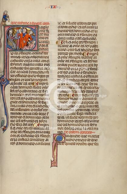 Initial S: A Man Who Has Killed Another Man Led by Soldiers before a Judge, about 1290-1310. Creator: Unknown.