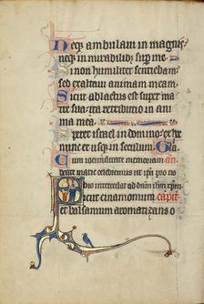 Initial S: A Nimbed Woman Leading a Boy by the Hand; Ruskin Hours, about 1300. Creator: Unknown