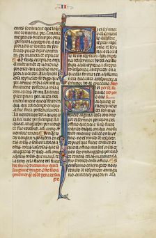 Initial S: An Attorney Standing before a Group of Men: Initial S: An Attorney..., about 1290-1310. Creator: Unknown