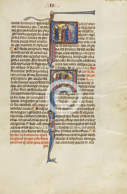 Initial S: An Attorney Standing before a Group of Men: Initial S: An Attorney..., about 1290-1310. Creator: Unknown.