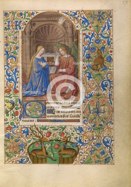 Initial S: An Archer Shooting an Arrow; Bute Psalter, text and illumination about 1285. Creator: Bute Master.